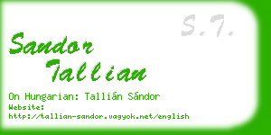 sandor tallian business card